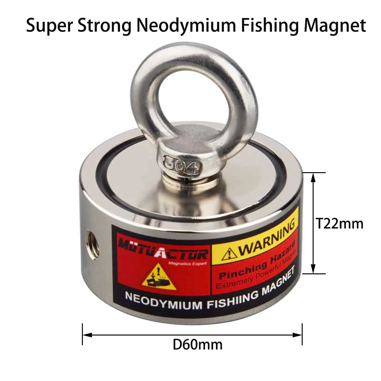 Two Sided Strong Neodymium Round Magnet Set with 15m Rope Verticall Pullforce Fishing Detecting Metal 240kg