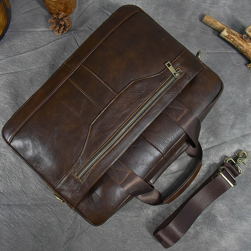Luufan Genuine Leather Men's Briefcase Fit 15" PC Business Handbag Real Leather Male Laptop Bag Man Crossbody Bag Black Brown
