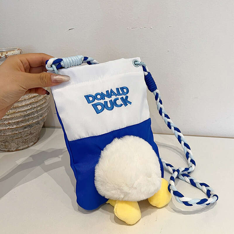 Crossbody large capacity plush doll, duck, shoulder bag, cute casual daily mobile phone, women's bag