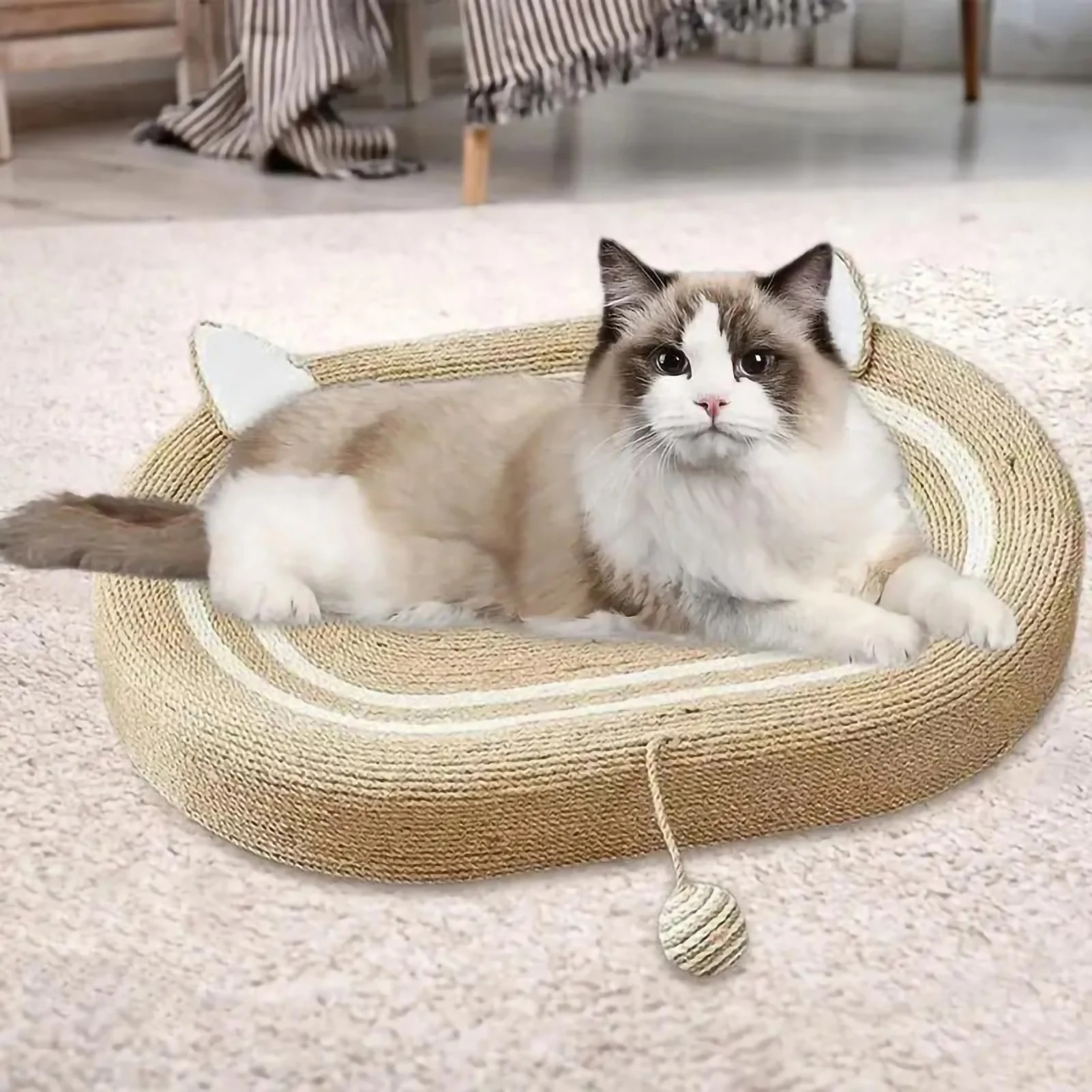 Handmade Sisal Basin Cat Scratching Board Runway Cat Toys Cats Don't Drop Scum Comfortable Cat Litter Pet Mats