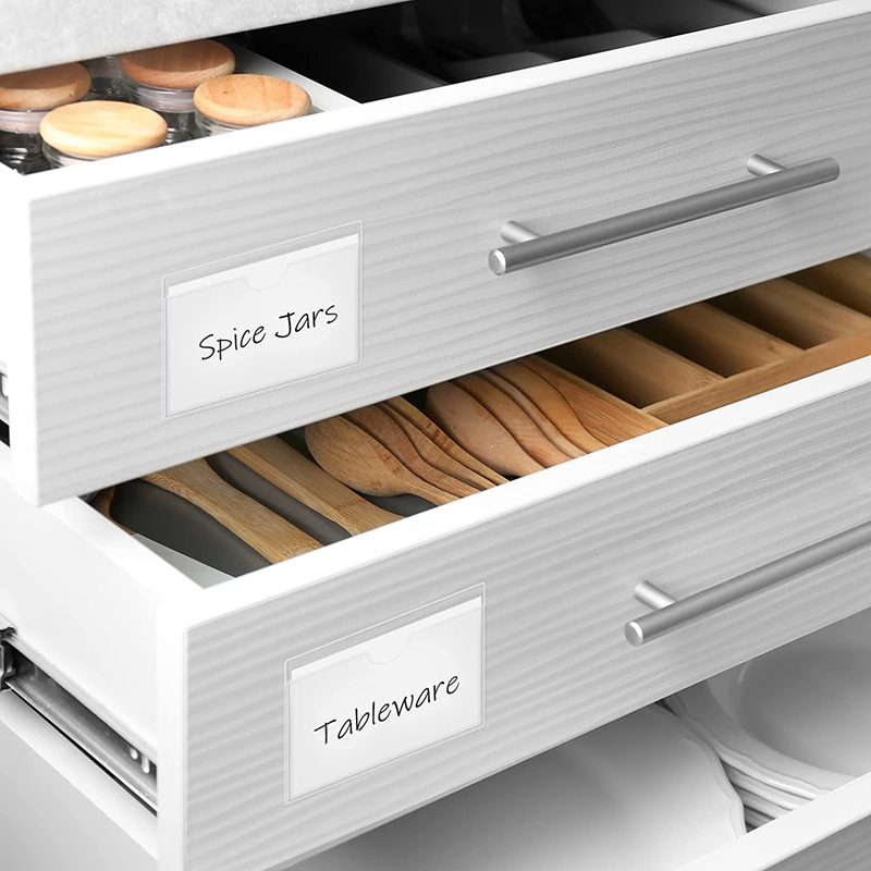 60Pcs Self-Adhesive Label Holder Card Pockets Label Holder Clear Library Card Holders with Top Open for Index Cards