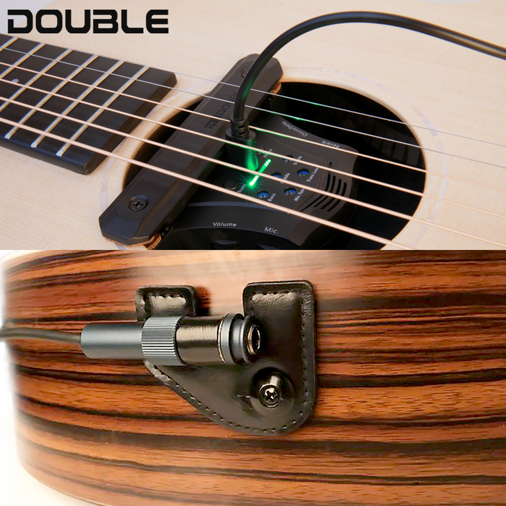 DOUBLE G0 Acoustic Guitar Pickup Chorus Delay Reverb Effects Piezo Soundhole Frequency Mic Magnetic Resonance Pickup