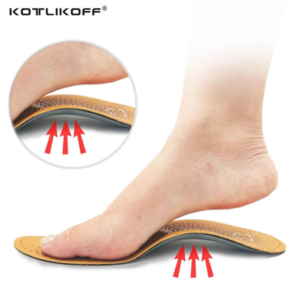 KOTLIKOFF High quality Leather ortic insole for Flat Feet Arch Support orthopedic shoes sole Insoles for men and women 240329