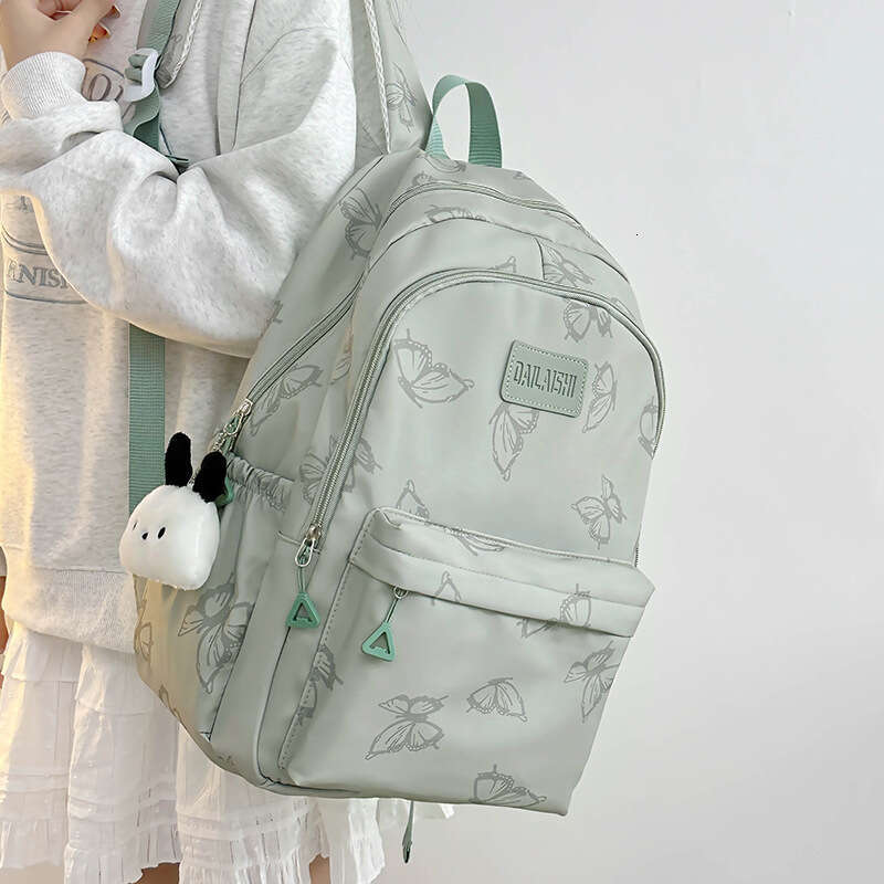 Ins Wind Butterfly Junior High School Girls, Student Backpack, Large Capacity, Lightweight Backpack for Outdoor Travel