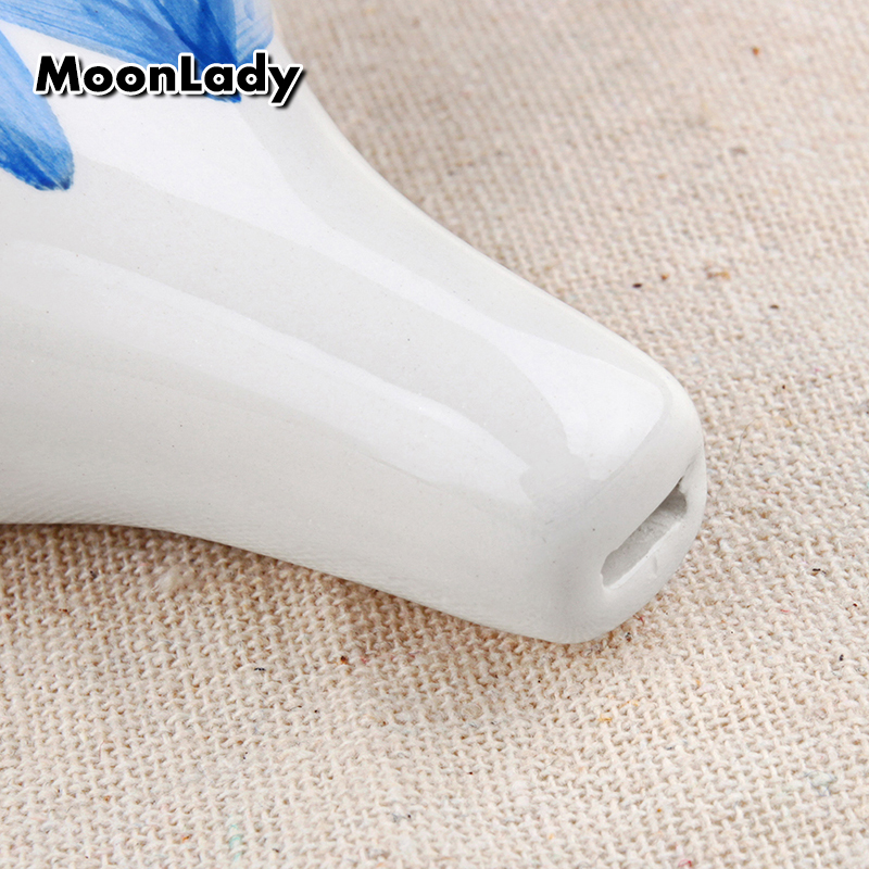 2 Colors Ocarina 6 Hole Painting Small Ocarina Alto C Tone Beginner Ocarina Tourist Souvenir Teaching Toys Ceramic Pendant