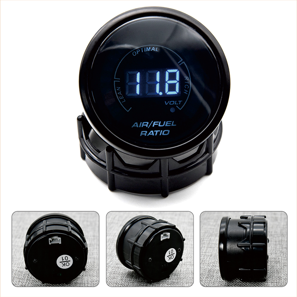 2 in 1 Racing 52mm Digital AFR with Narrowband O2 Oxygen Sensor Air Fuel Ratio Gauge for 12V Car Voltmeter