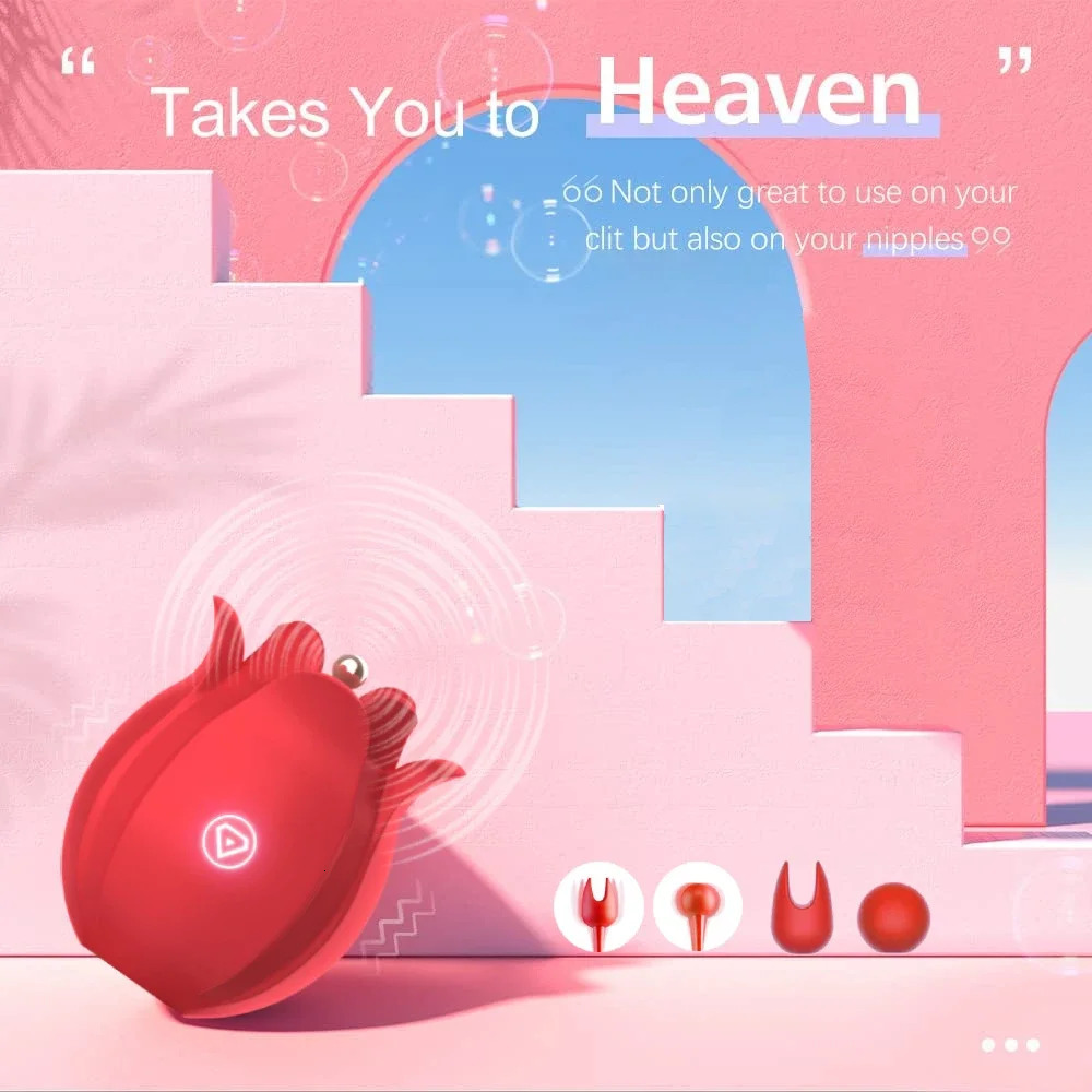 Tulip Shaped Clitoris Vibrator Powerful Clitoral Nipple Clips Massager Sex Toys for Woman Stimulation Rose Vibrators 240403