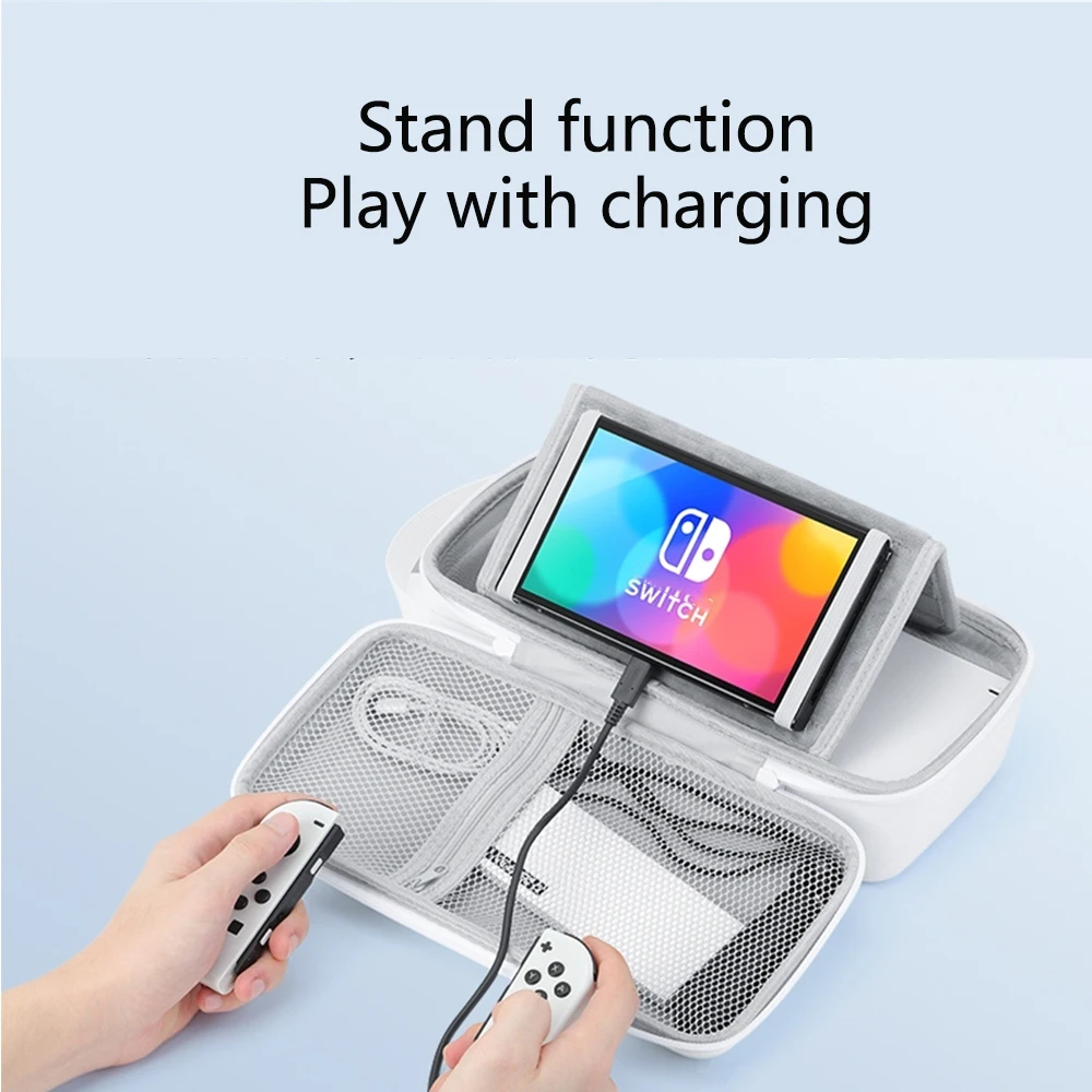 For Nintendo Switch & OLED PU Storage Bag Hard Portable Carrying Case Bracket Pouch Console Protective Cover Accessories