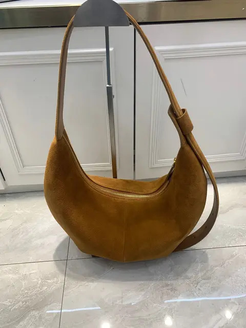 New Thick Real Suede Leather Hobo Tote Green Coffee Color Designer Women Handbag Stylish Winter Shoulder Bag Zipper Style BagVoyage