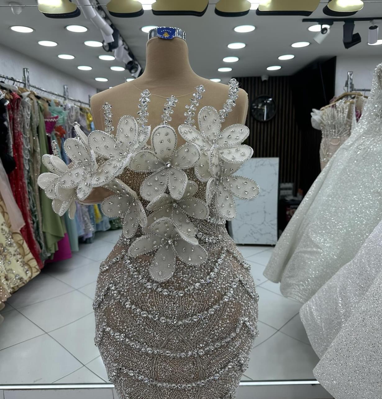 2024 Plus Size Champagne Illusion Mermaid Prom Dresses For Special Occasions Rhinestones Florals Evening Party Birthday Gowns Dress For Women Vestidos
