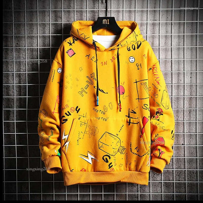 Men's Hoodies Fashion And Sweatshirts Oversize PulloversWinter Fleece Anime Male Hip Hop Harajuku Streetwear Hoodie