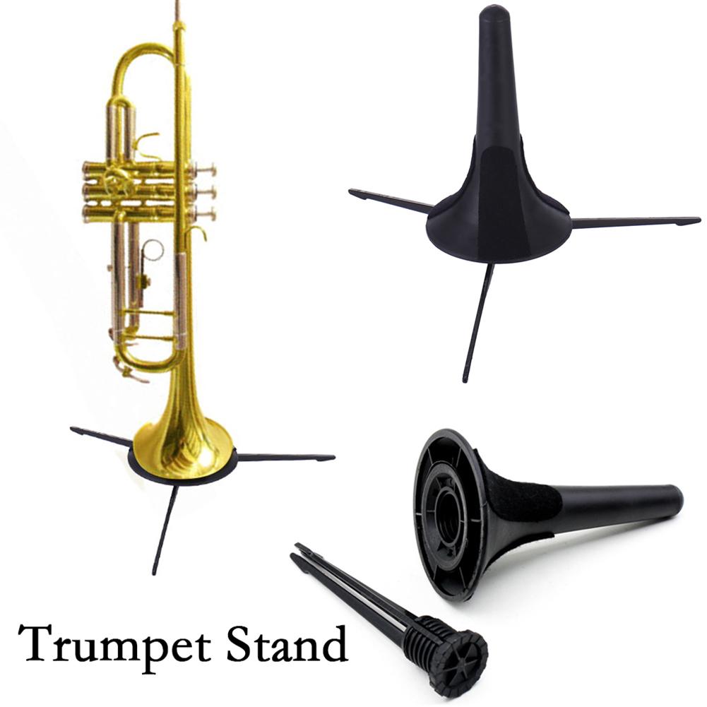 Portable Foldable Trumpet Tripod Holder Stand Metal Brass Leg Instrument Accessories Musical Instrument Accessory Black Plastic