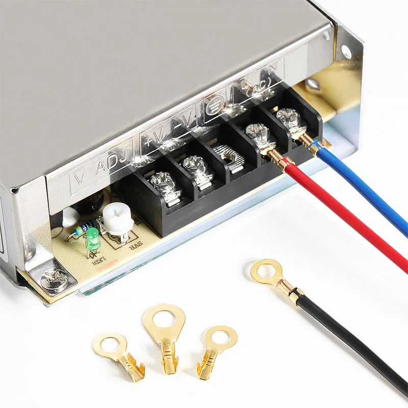 100PCS Ring Crimp Terminal Lugs Electrical Wire Cable Connectors Gold Brass M3 M4 M5 M6 M8 M10 O-Shoe Type Plug for Splice Screw