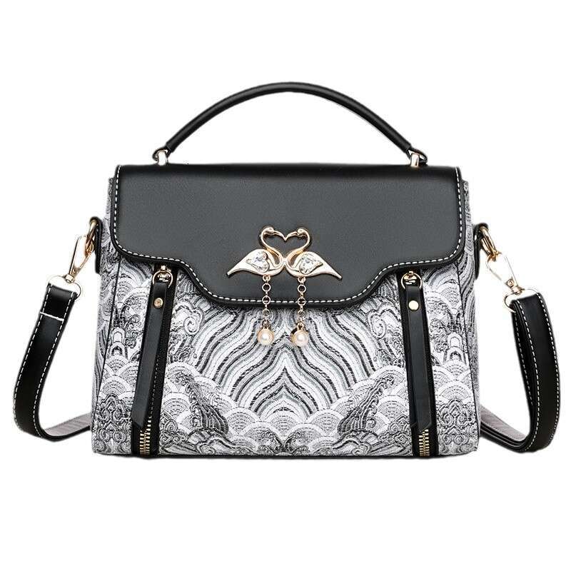 New western-style women's bag, fashionable and niche design, Chinese style printed handbag, versatile temperament, crossbody shoulder bag
