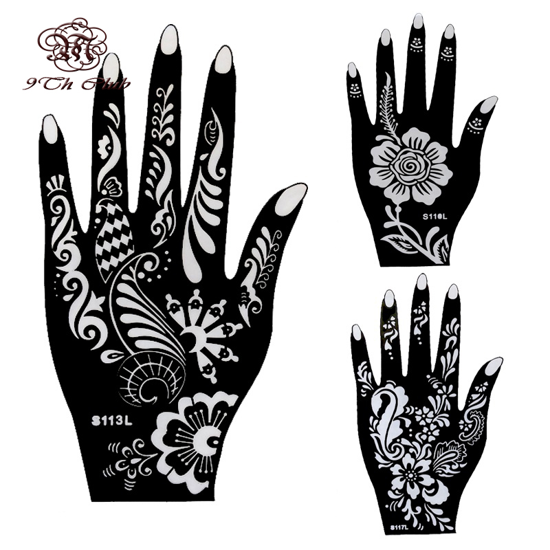 Reusable Temporary Self Adhesive Henna pcs Hand Tattoo Stencil Mehndi Indian Wedding Painting Kit Tools