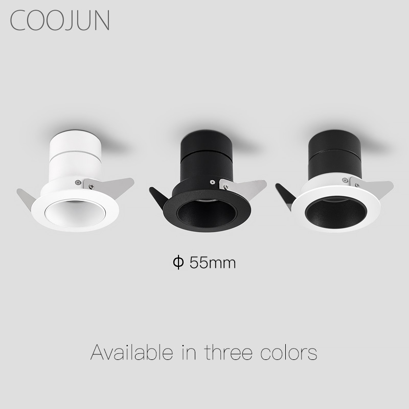 COOJUN LED Mini Spotlight 5W Recessed Downlight Anti-glare Bordered Spot Light Aluminum Ceiling Lamps 110-240V Indoor Lighting