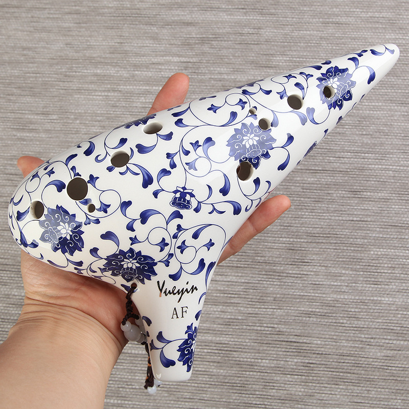 SevenAngel 12 Hole Alto F Ocarina Professional Playing Blue-and-white Porcelain Ocarina Flute Music Instruments