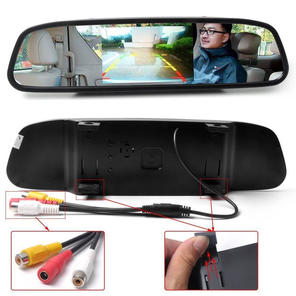 4.3 inch TFT LCD HD 800*480 Screen 2025 Car Mirror Monitor new Reversing Auto Parking Assistance with 2 Video Input Rearview Camera