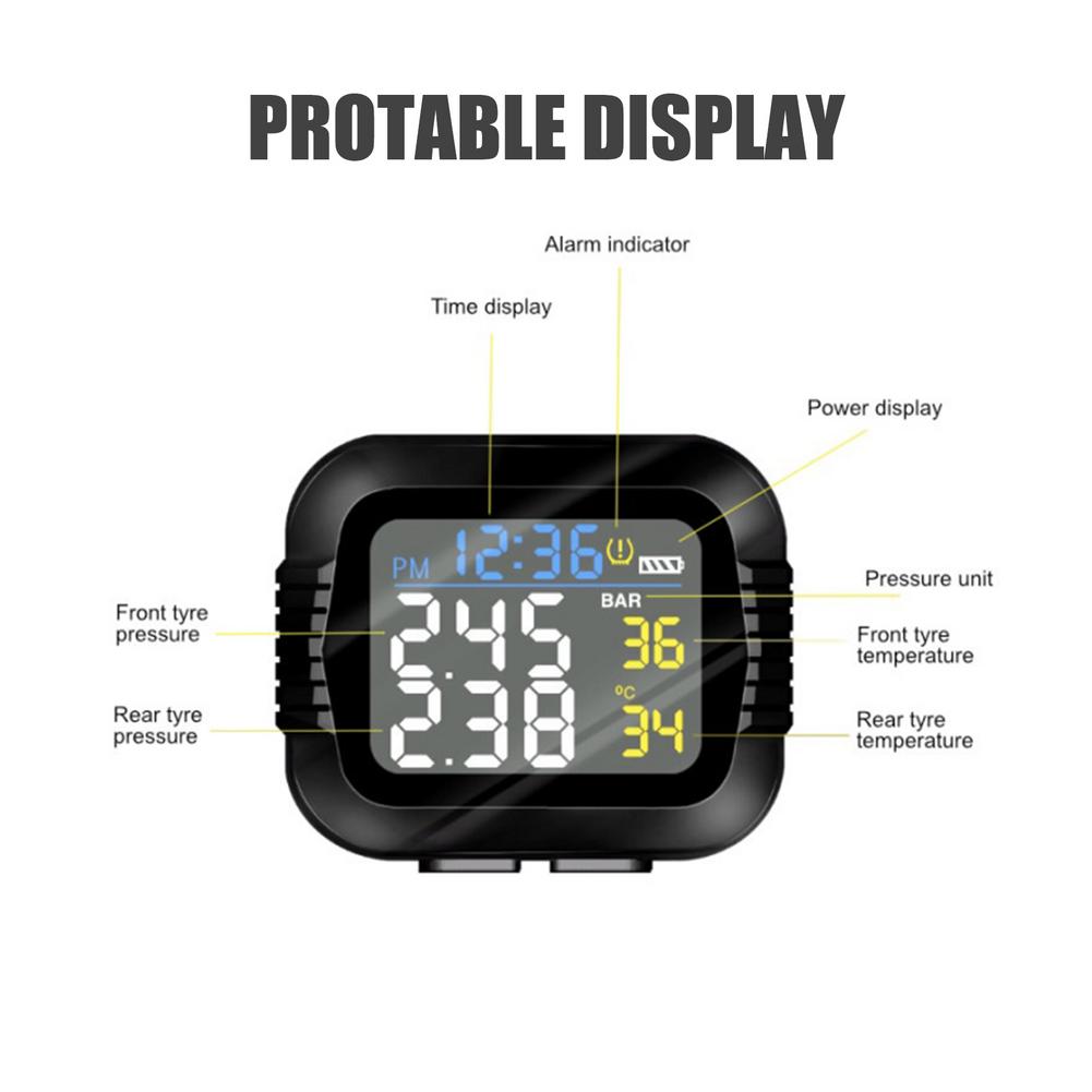 Motorcycle Tire Pressure 2025 Monitor LCD Display PMS new Tire Monitor USB Charging For Electric Vehicles Bicycles Heavy Locomotives.