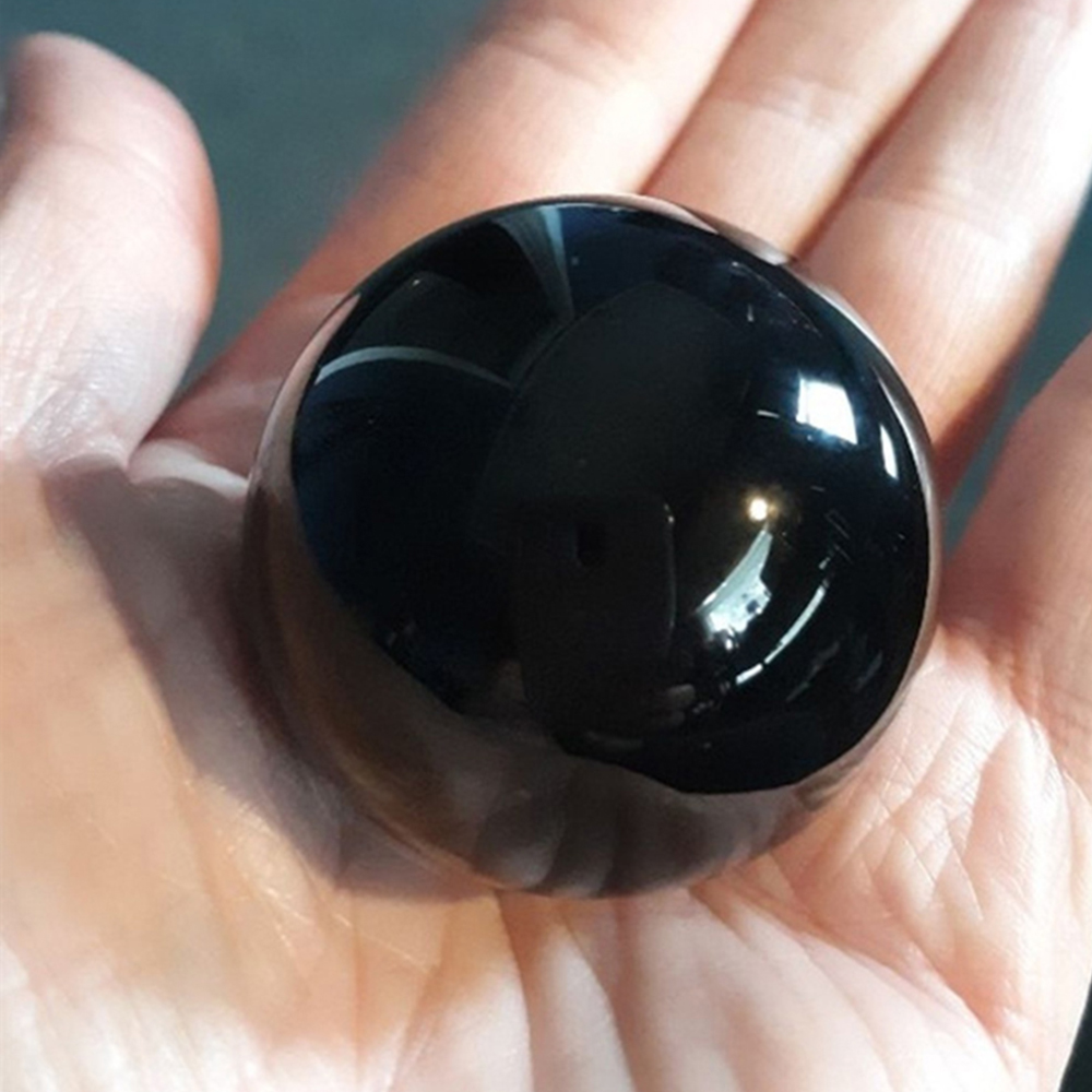 Natural Black Obsidian Sphere Quartz Crystal Magic Ball Healing Reiki Rock Stone Collectibles Without Base
