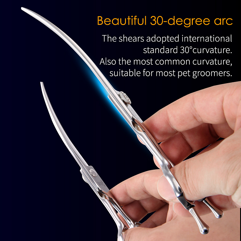 Fenice JP VG10 Steel 6.5/7/7.5 inch Curved Blade Pet Dog Grooming Scissors Shears Bearing Screw Pet Scissors Dogs Products