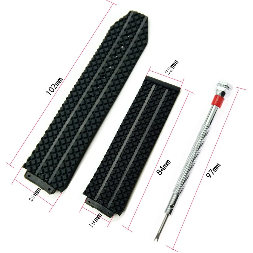 25mm X 19mm for HUBLOT BIG BANG Series Men Women Silicone Rubber Watch Strap Check pattern Bracelet and H Screwdriver