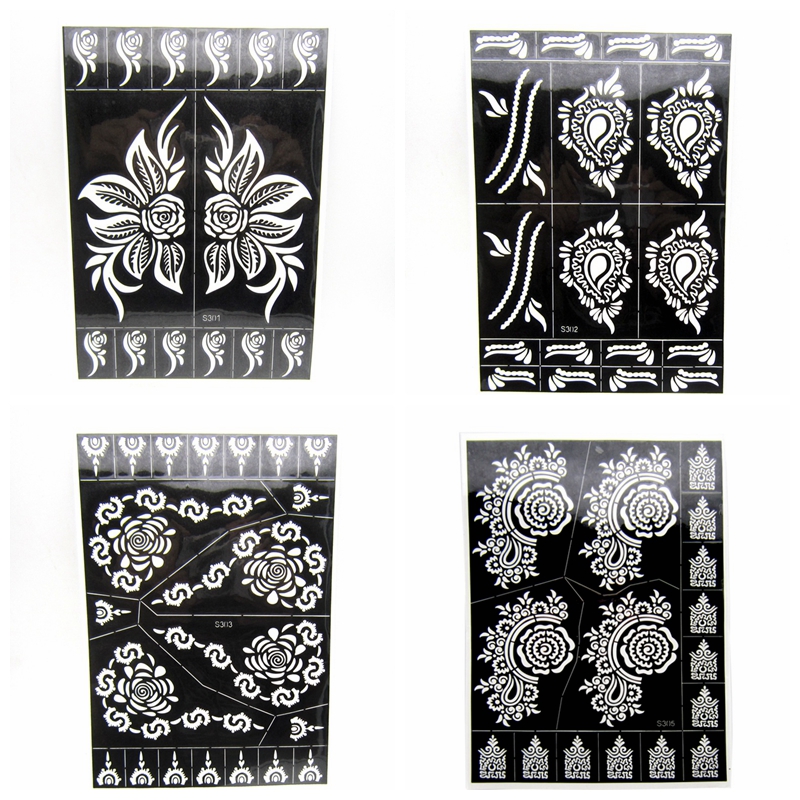 ade Stencils Tattoo pcs Henna Both Hands Feet Body Paint Large Flower Glitter Airbrush Mehndi Stencil Templates cm