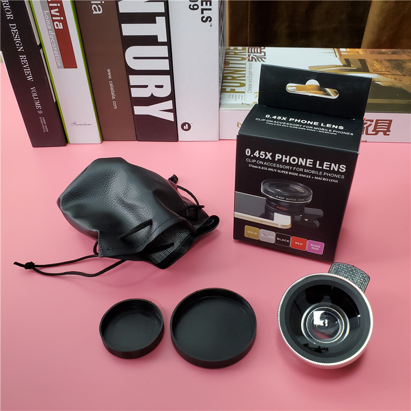 2 in 1 Lens Universal Clip Phone Lens Professional 37mm Mobile Phone Lens HD Lens Professional 0.45X 49UV