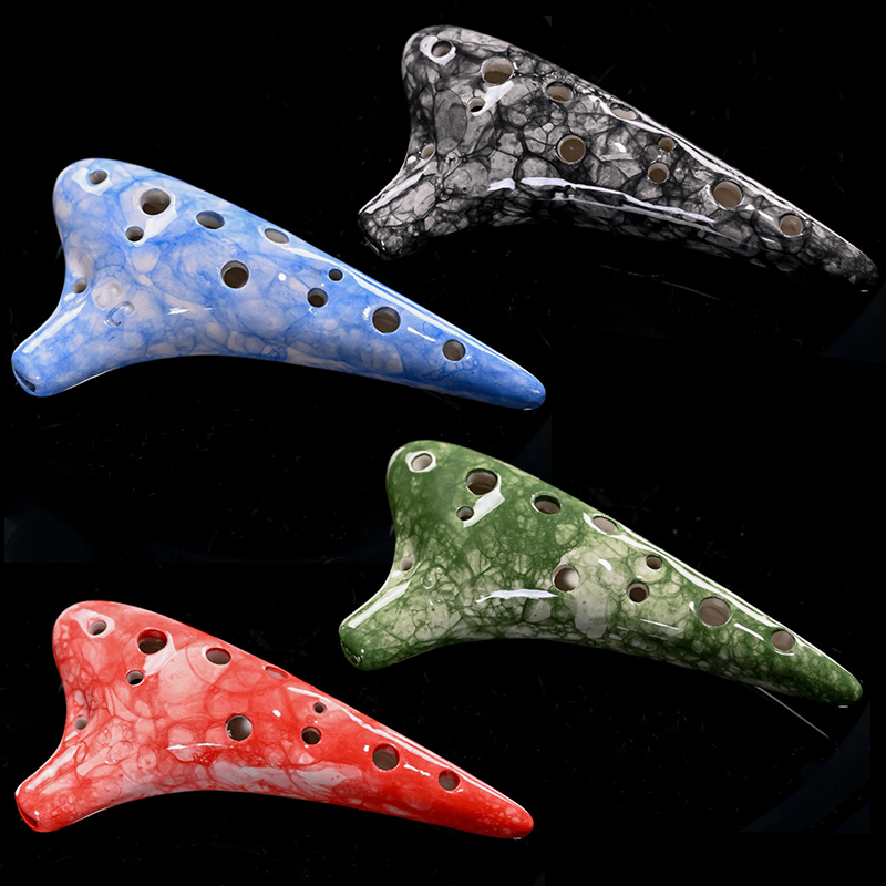 12-Hole Colorful Ocarina Soprano G-Tone Beginner Teaching Sound Quality Ceramic Music Instrument