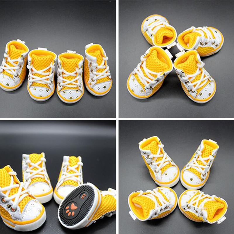 Pet Dog Casual Puppy Cat Breathable Lace-up Sneakers Color Anti-slip Boots Shoes for York Chihuahua Small Medium Dogs Cats