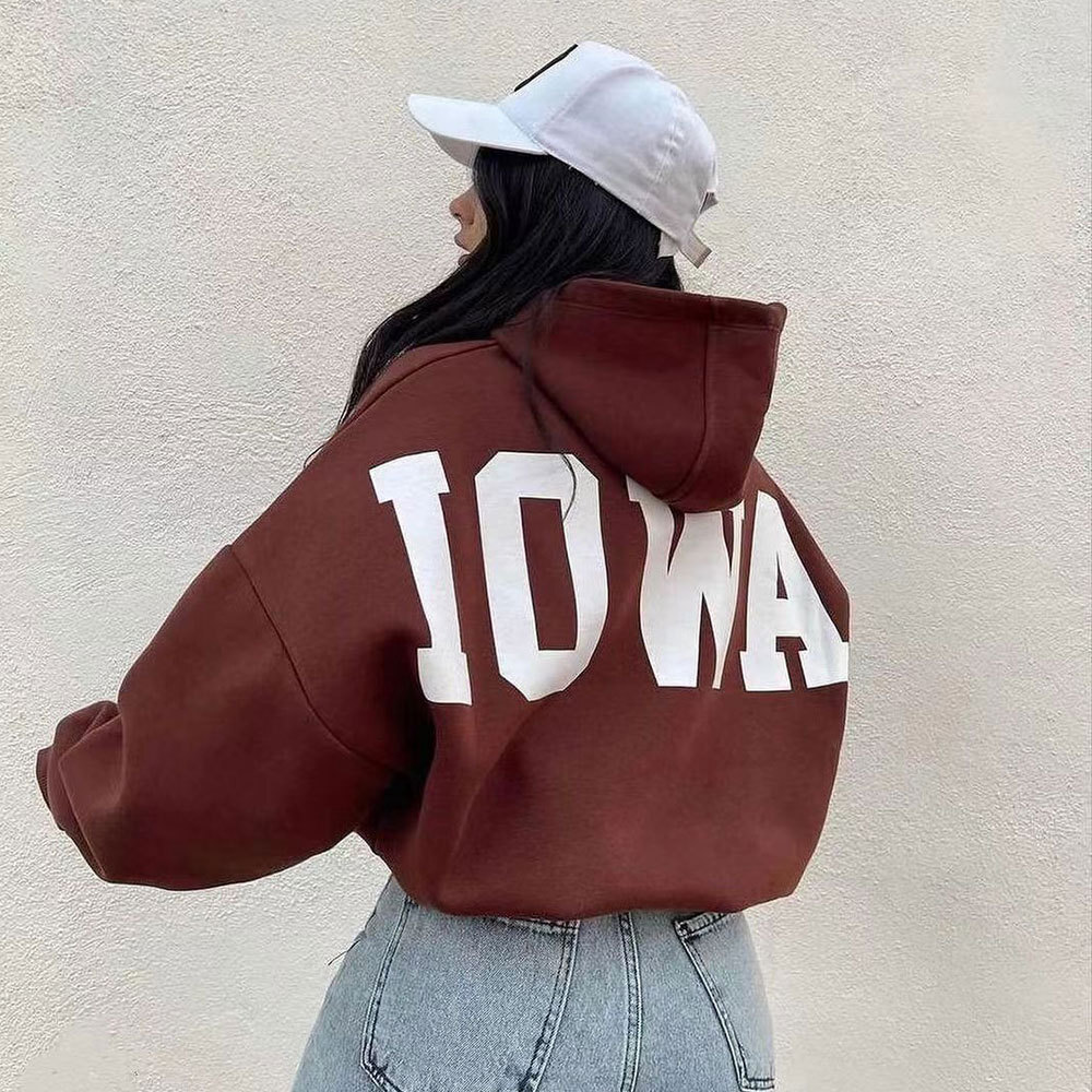 Designer women's long sleeved hooded sweatshirt casual fashion letter printed top explosive