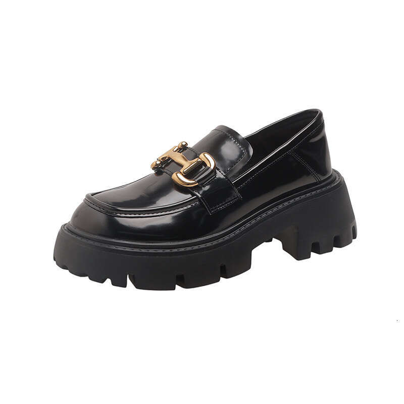 Xingguang Fang Lefu Women's New British Style Metal Buckle Single Thick Sole Genuine Lazy Two Wear Casual Small Leather Shoes
