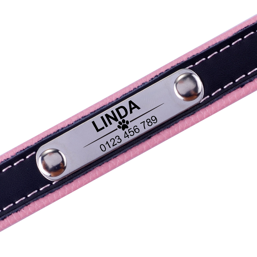 Personalized Dog Collar PU Leather Dog Collars Soft Padded Pet Necklace Free Engraved For Small Medium Large Dogs Pug Bulldog
