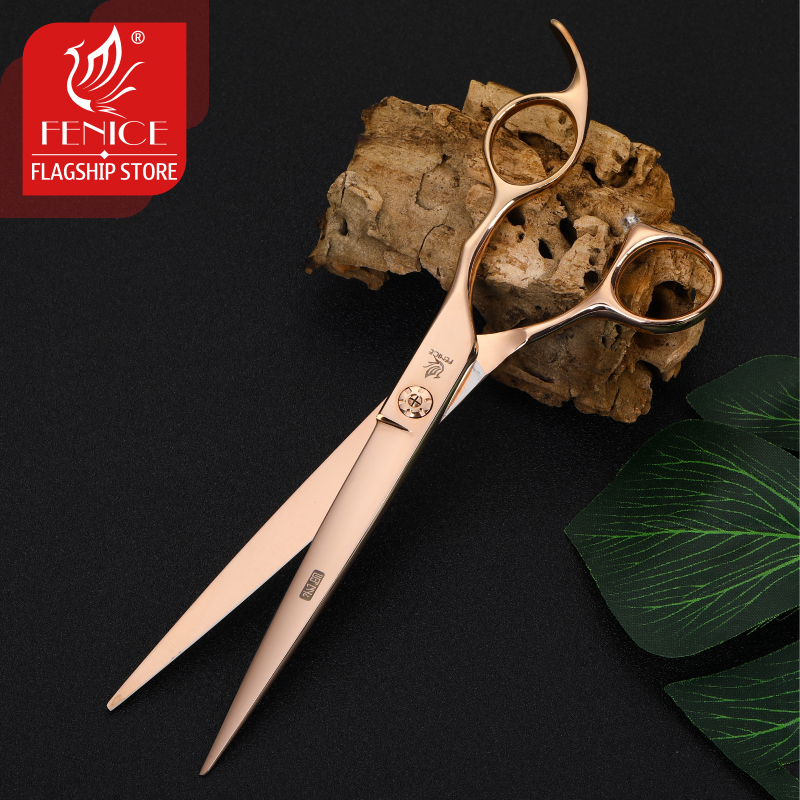Fenice 7/7.5 inch professional pet grooming scissors for dogs cutting scissors gold color pet scissors grooming shears