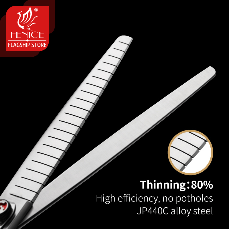 Fenice Professional JP440C 7/7.5 inch Pet Fluffy Thinning Grooming Scissors Straight Dog Scissors Thinner Shears Rate 80%