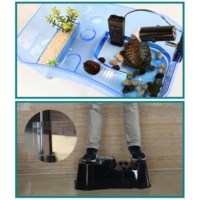 Aquarium for Tank Breeding Box with Basking Platform Habitat Tortoise Feeding Box for Turtle Vivari
