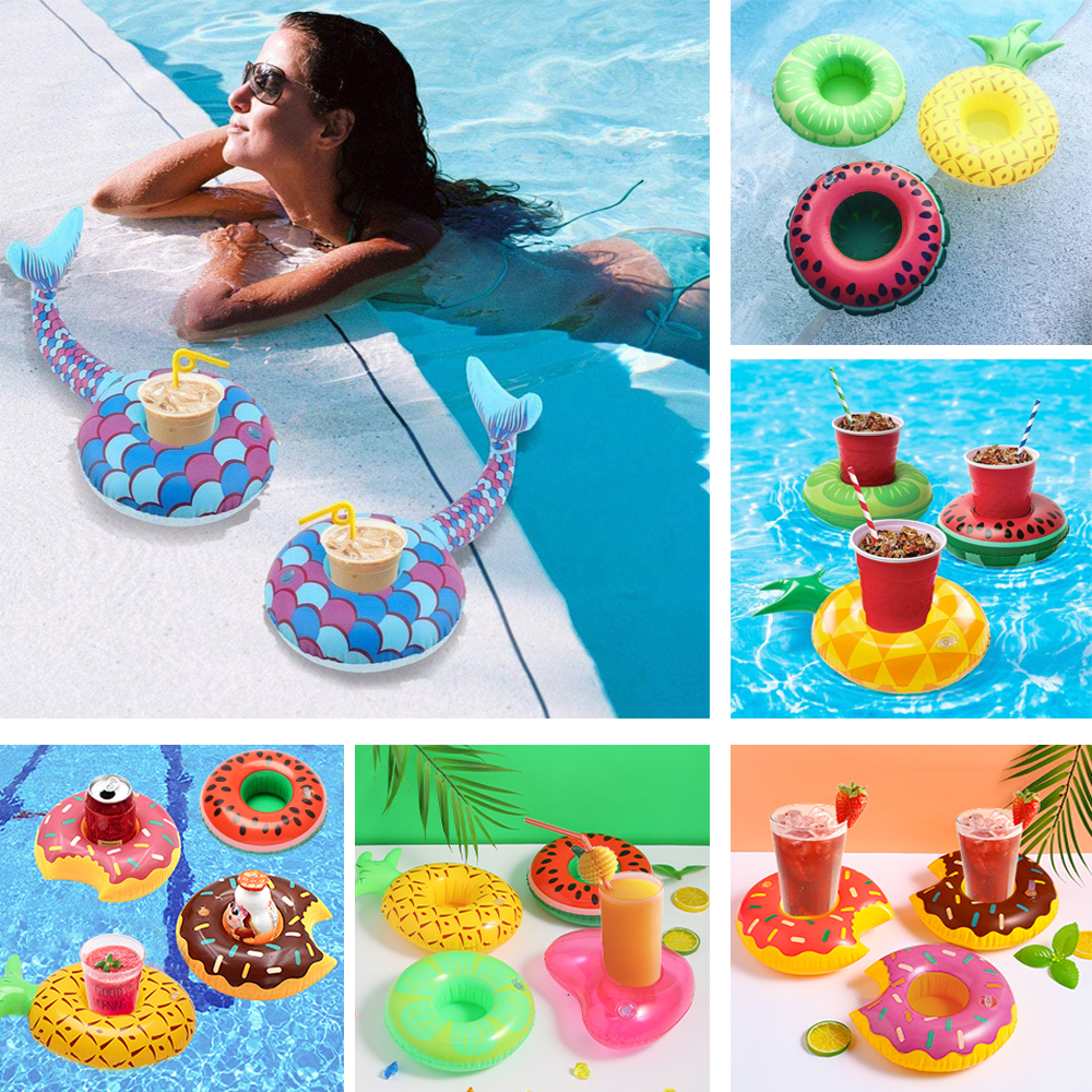 Inflatable Float Cup 1Pc Drink Holder Pad Swimming Pool Cup Stand Holder Float Toy Coasters for Beverage Bottle Kids Pool Toys