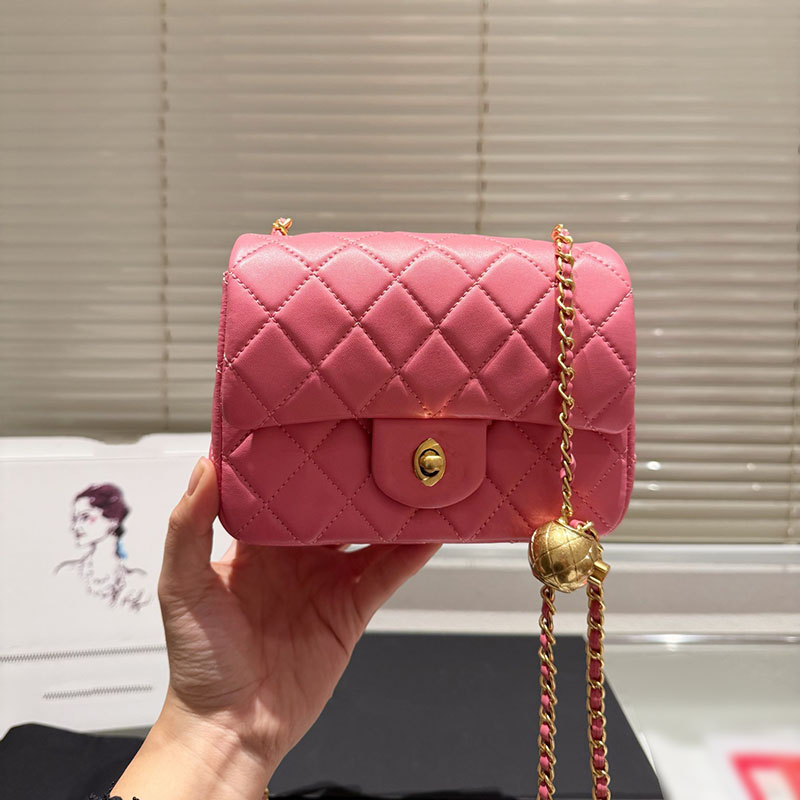 Gold ball Quilted Wallets Women Luxurys Designers Bags Sheepskin Totes Handbag Wallet Messenger Purse Card Holder pouch Travel Messenger Bag with chine 17cm