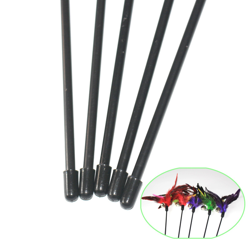 Hot Sale Cat Toys Random Color Make A Cat Stick Feather Black Pole Like Birds With Small Bell Natural 1PCS
