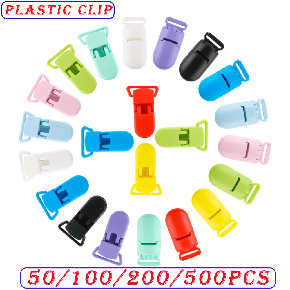 Kovict 50-200Pcs Wholesale Color Baby Pacifier Clip Solid Plastic Clip DIY Baby Pacifier Chain Jewelry Accessories