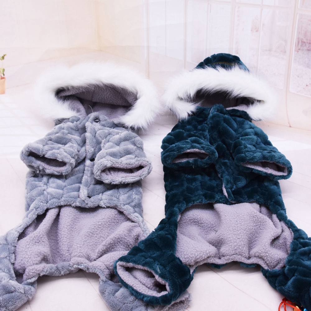 Winter Warm Pet Dog Clothes Corduroy Fleece Four Legs Jumpsuit Thicken Coat Jacket Pet Clothing For Teddy Dogs Costume S-XXL