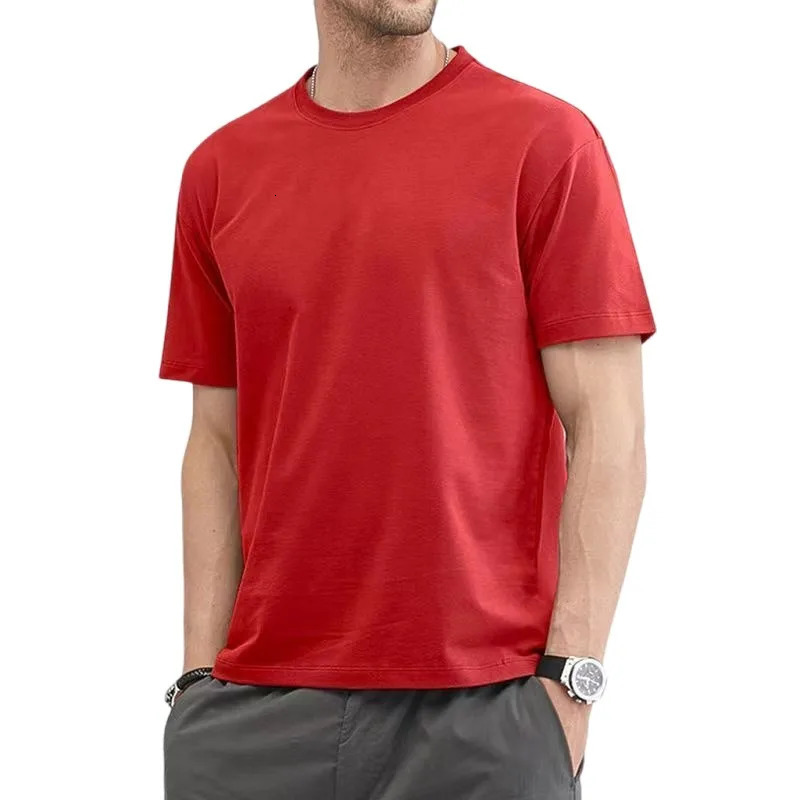 T Shirt For Men Summer Cotton Tops Solid Colors Blank Tshirts O-neck Men Clothing Plus Size M to 5XL 240410