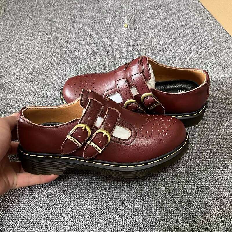 Mary Jane MARYJANE Leather Low Top Women's Style British Fashion Double Buckle Student Casual Shoes