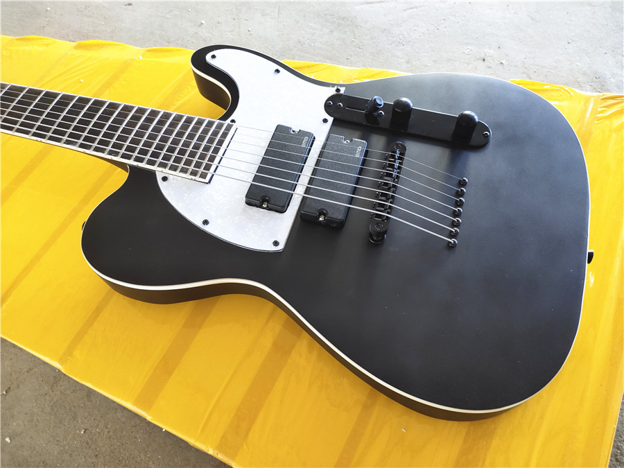 High quality customized matte black 7 string electric guitar, can be customized according to the requirements of free shipping