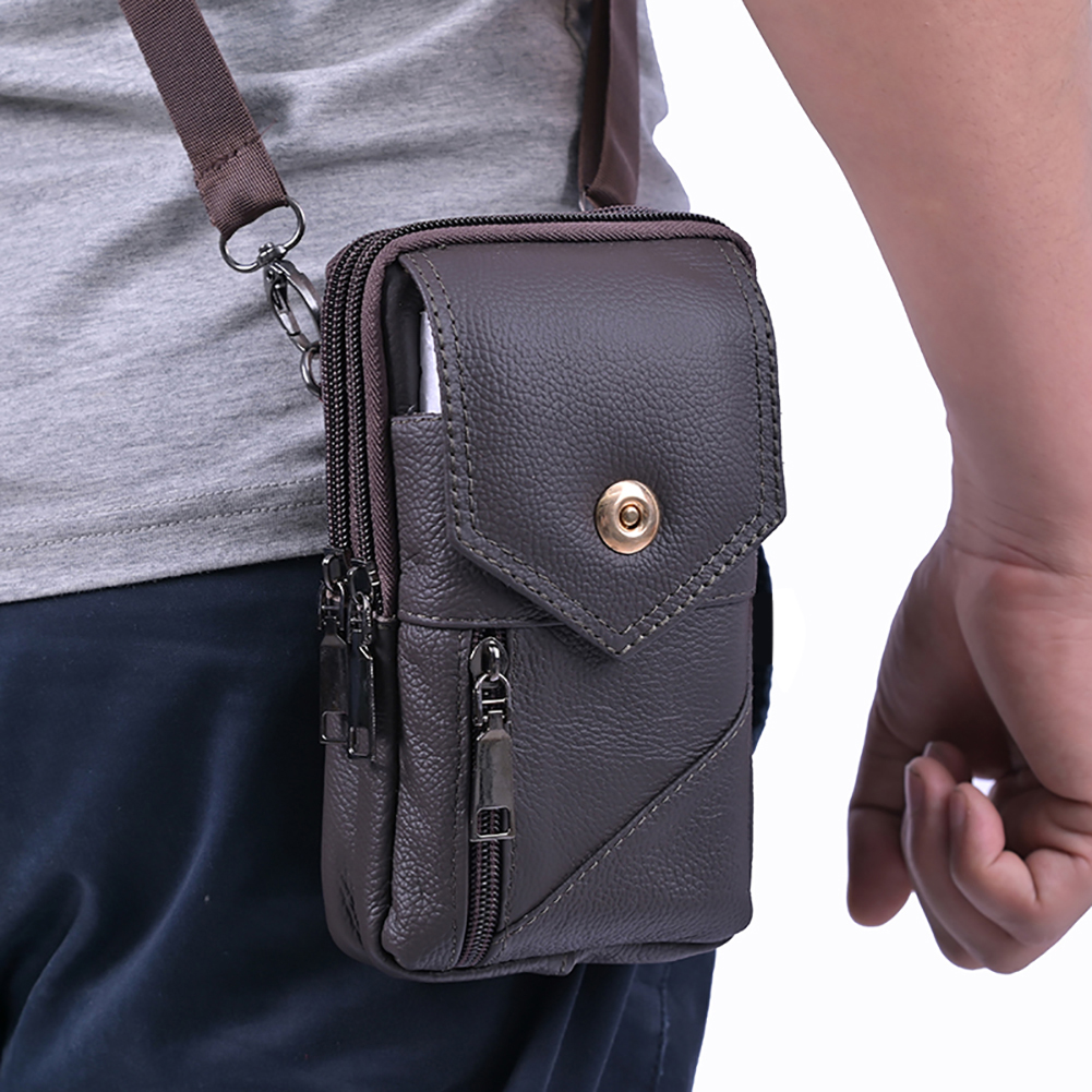 Bag Men Crossbody Stylish Waterproof Leather Simple Shoulder Bag Lightweight Coin Phone Purse Male Travel Outdoor Bag smile