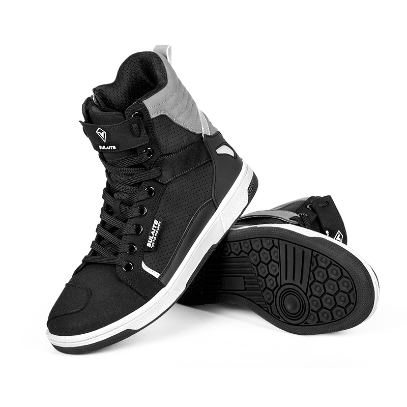 SULAITE Men Motorcycle Boots Moto Riding Boots Breathable Motorbike Biker Chopper 2025 Cruiser new Touring Ankle Shoes,B1