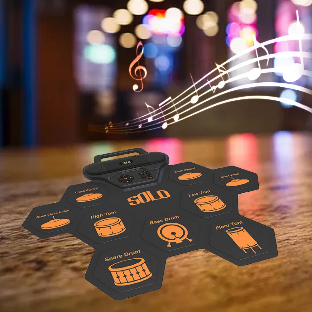 Electronic Drum Musical Instrument Digital USB Roll Up Drum Set Silicone Electric Drum Pad Kit With Drum Sticks Foot Pedal