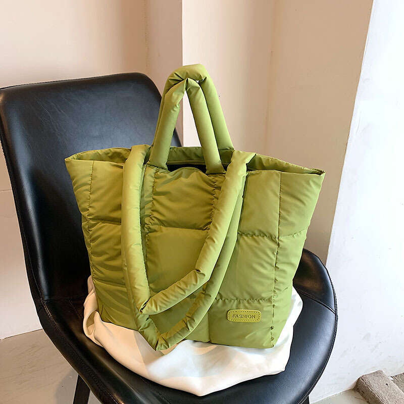 Minimally designed cotton jacket for women, hot selling down space bags, soft checkered women's hand-held shoulder bags