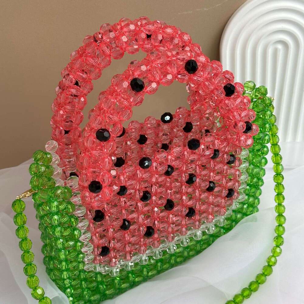 Summer fresh same style crossbody hand-held women's bag, niche design, watermelon contrasting color bead bag