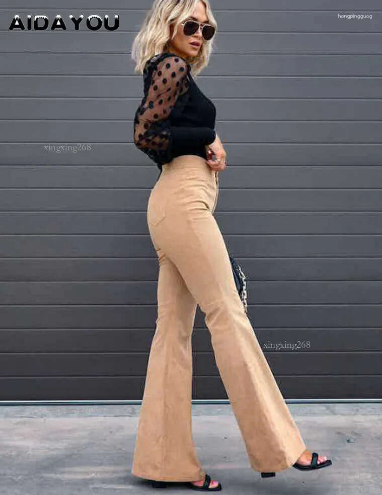 Women's Pants Corduroy Flare Women Tall Girl 165 To 180cm Long Stretch Bell Bottom Trousers Vintage Flared Bottoms Weekend Outing Ouc598